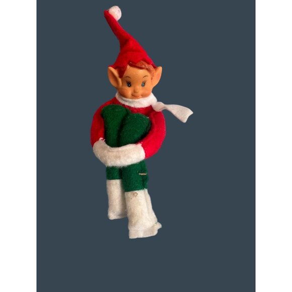 Vintage Midcentury Kneehugger Elf With Rubber Face & Felt Body - Picture 1 of 7